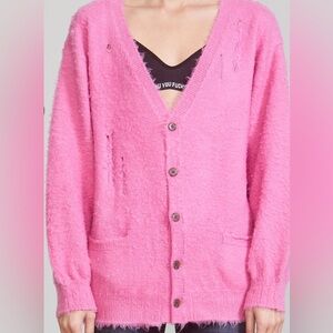 R13 Pink Wool Shaggy Cardigan